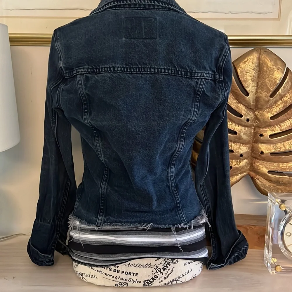 Trendy BlankNYC jean jackets in deep dark blue denim
